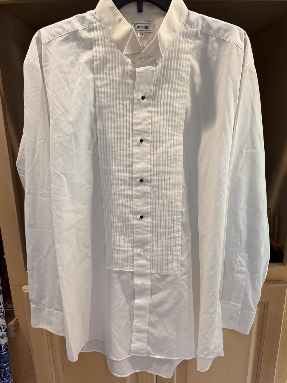 Classic White Pleated-Front Tuxedo Dress Shirt 17.5